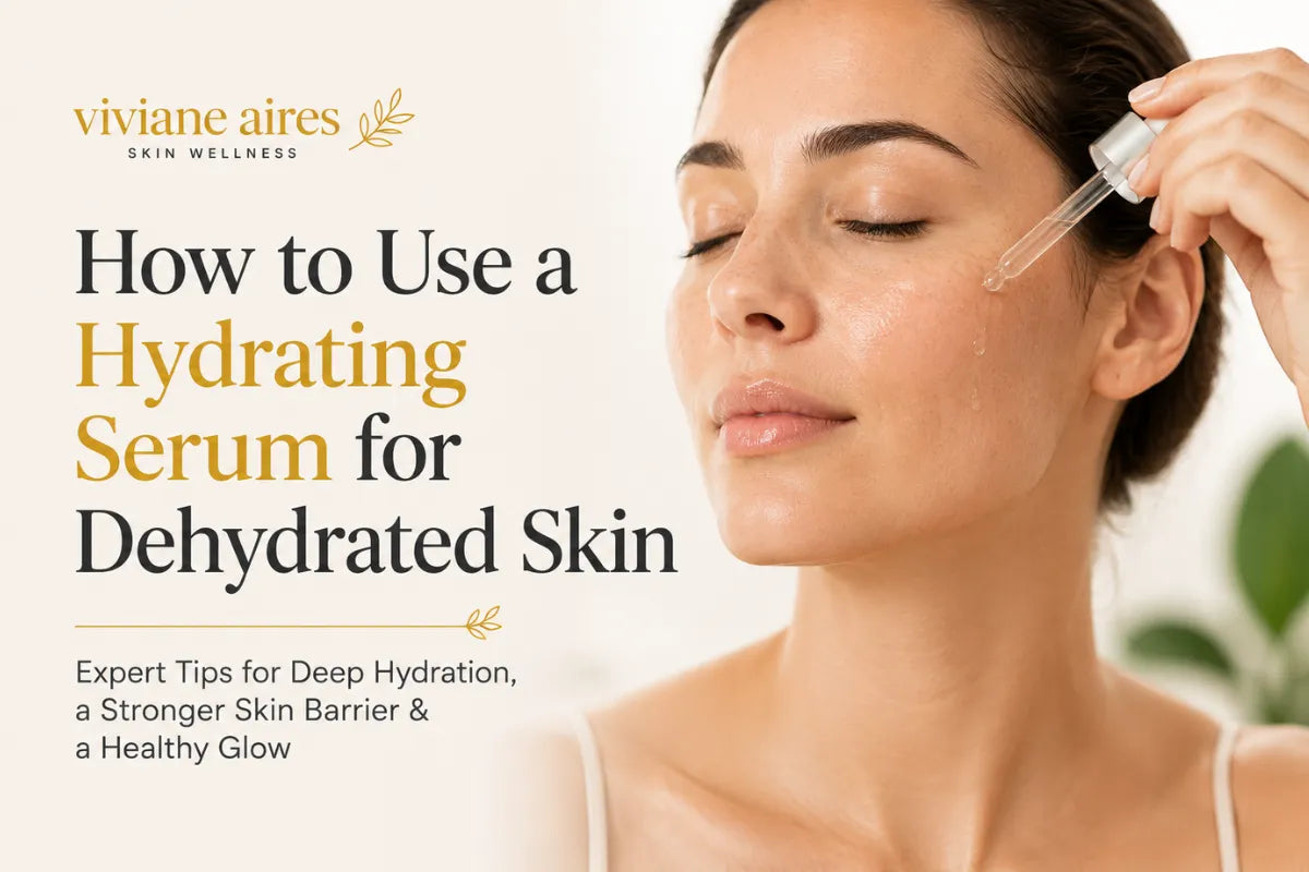 Applying hydrating serum for dehydrated skin