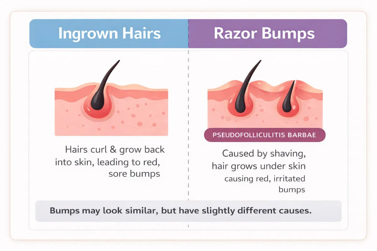 Razor bumps vs ingrown hairs comparison for men