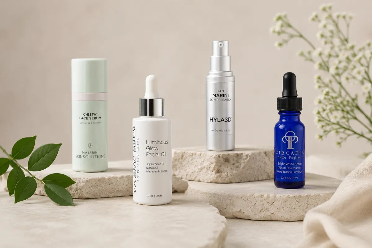 Woman applying skincare while learning whether serum goes before or after moisturizer