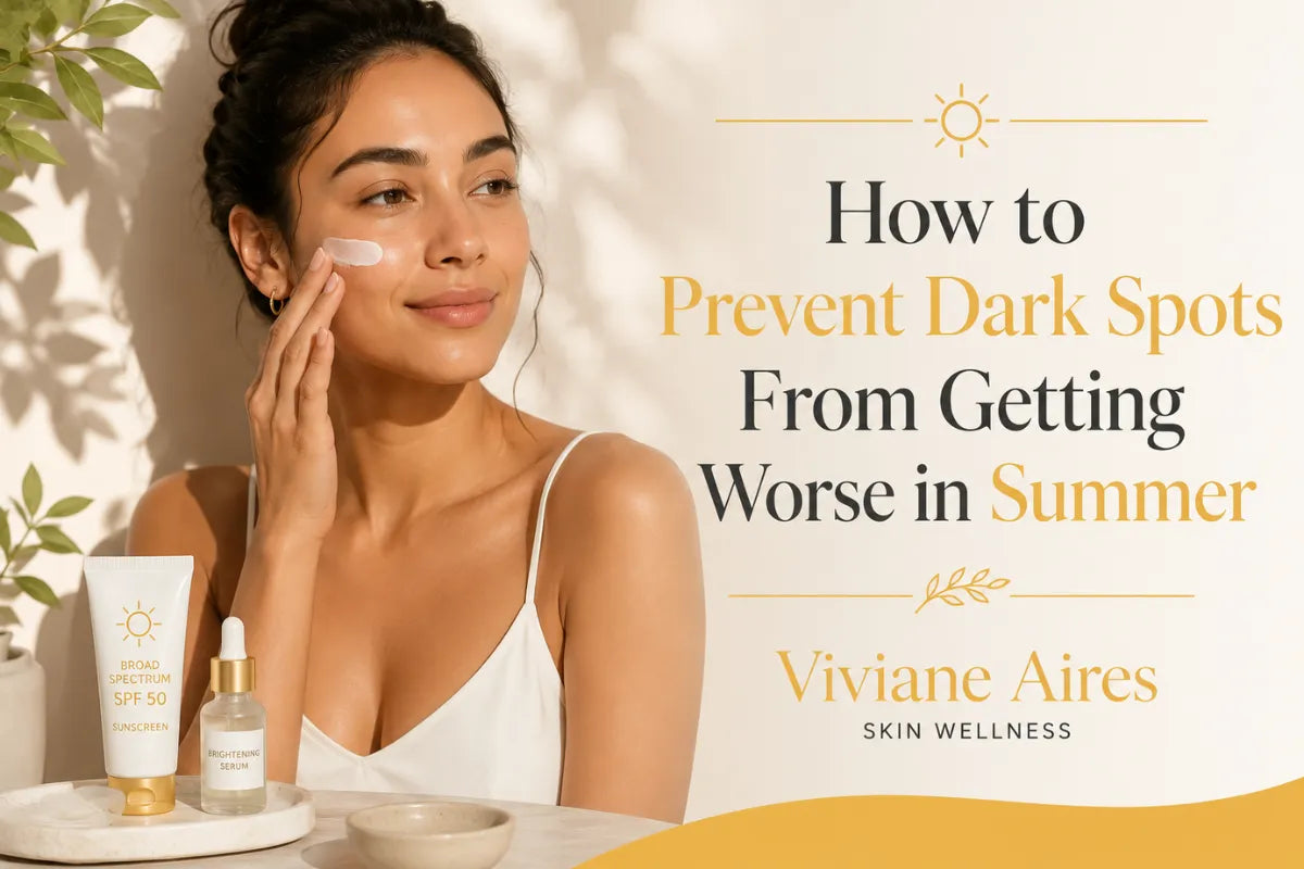  Woman applying sunscreen to prevent dark spots in summer