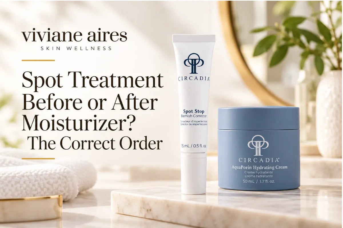 Spot treatment applied before moisturizer in a skincare routine